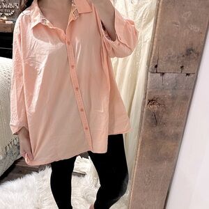 Basic editions Peach Button-Up Women's Top size 4X